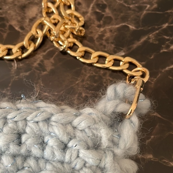 Handmade Blue Crochet Fringe Mini Bag - Picture 5 of 8